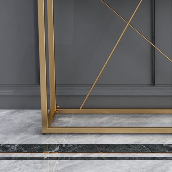 Glam Stone Console Table 12" W Rectangle Frame Accent Table for Hall