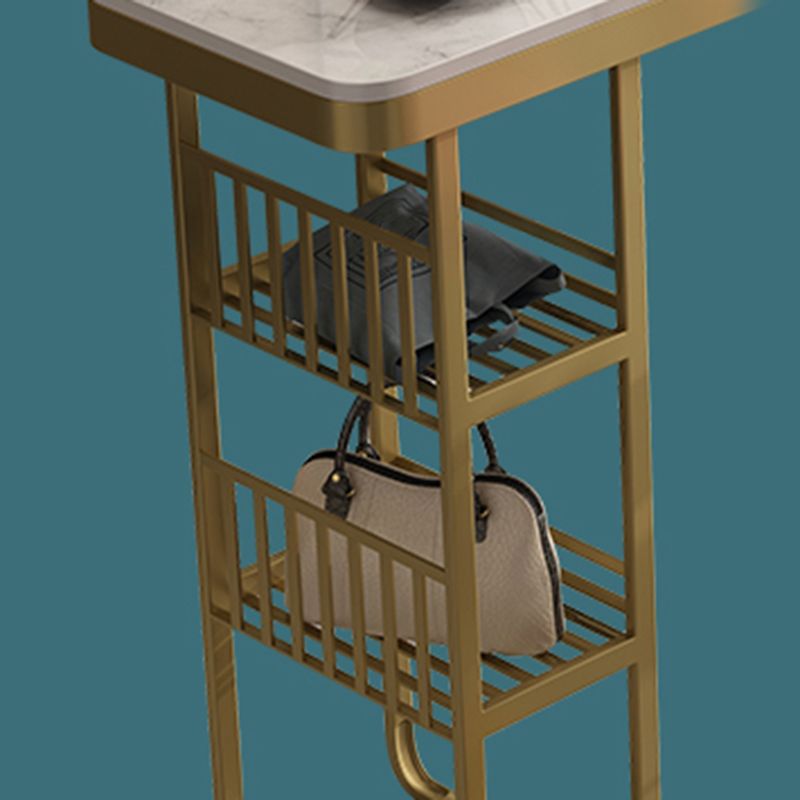 Indoor White and Gold Counter Wine Table Rectangle Storage Bar Height Pub Table