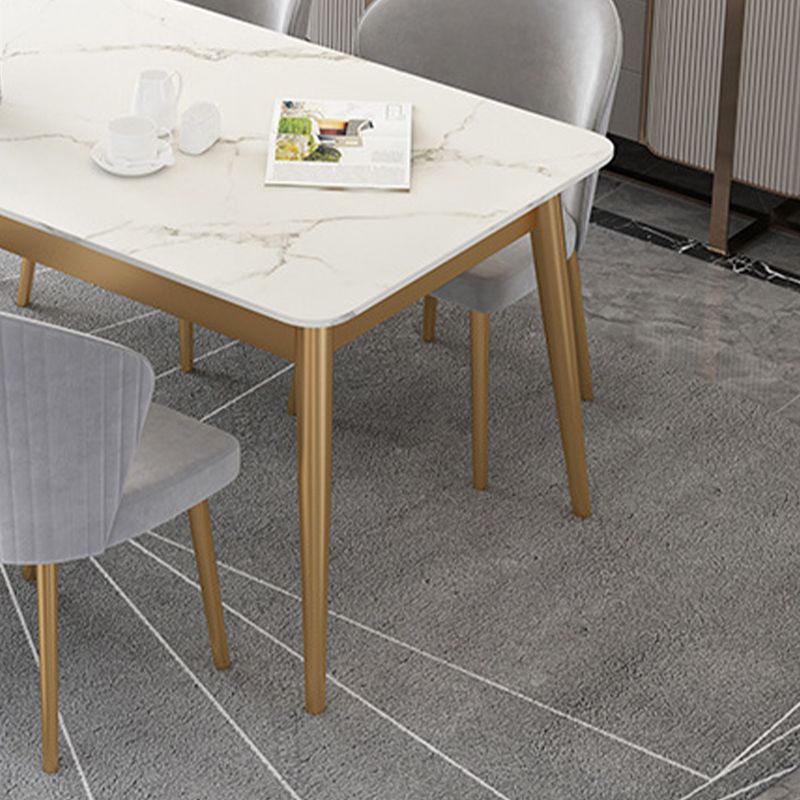 White Stone Top Dining Table Contemporary Rectangle Dining Table with 4 Legs Clearhalo 'Dining Tables & Seating' 'Dining Tables' 'dining_table' 'furn' 'furn_dining_table' 'Furniture' 'Kitchen & Dining Furniture' 1200x1200_3c9c24ae-c62c-4ba6-b104-687fce119b1d