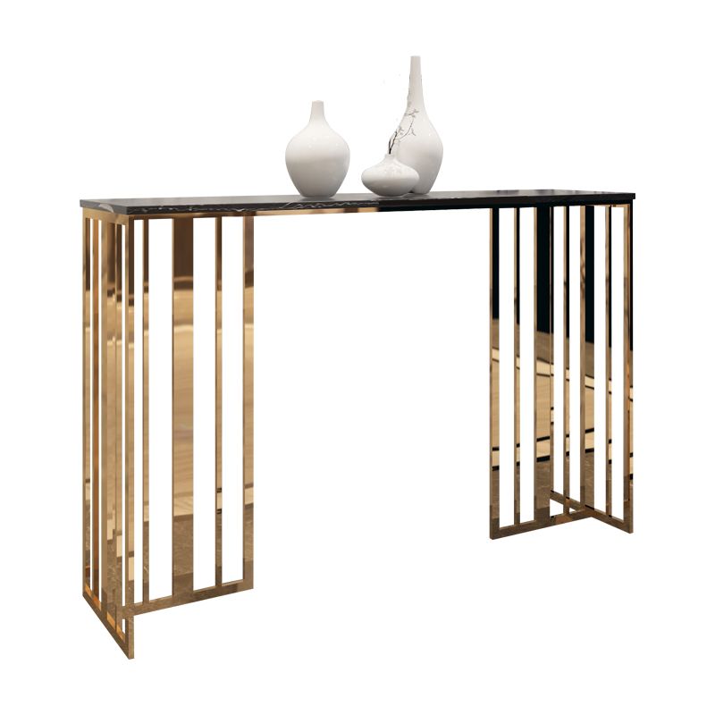 Tavolo della console glam tavolo accento rettangolo in marmo in oro, altezza 31,5 pollici