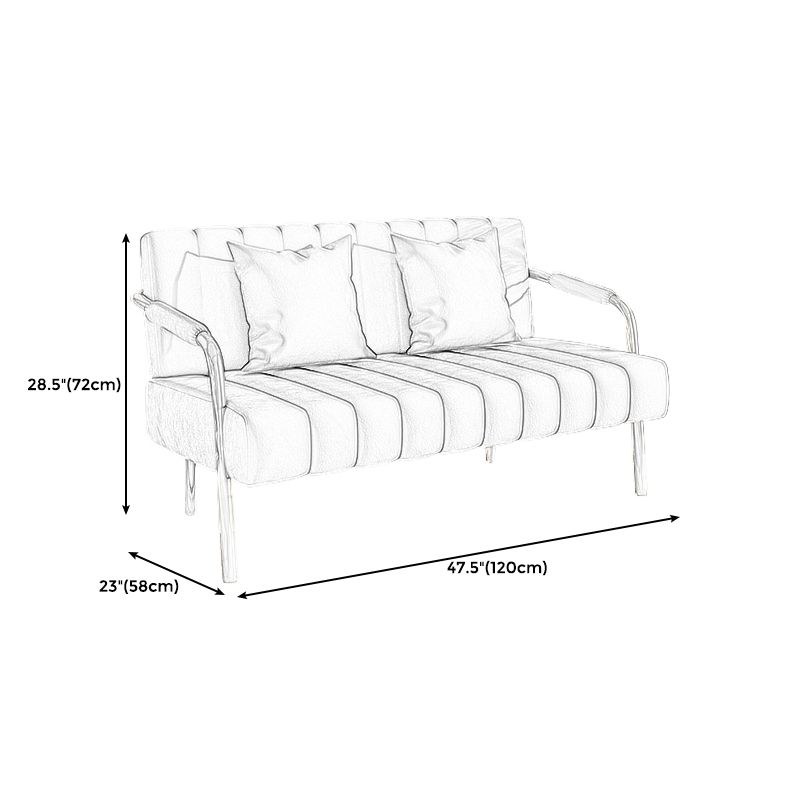 Sewn Pillow Back Velvet Sofa 28.35" High Metal Brass Arm Sofa Clearhalo 'Furniture' 'furniture_sofas' 'kitchen' 'kitchen_sofas' 'Living Room Furniture' 'Sofa' 'sofas' 1200x1200_3ca073fa-08c1-474a-9958-91ace1c9b8a5