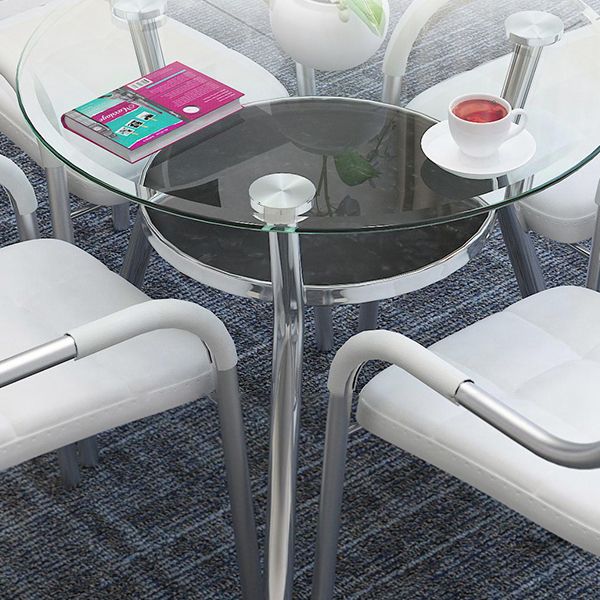 Modern Round Dining Room Table Tempered Glass Table with 3 Legs for Dining Room Clearhalo ' dining_table' 'Dining Tables & Seating' 'Dining Tables' 'furn' 'furn_dining_table' 'Furniture' 'furniture_dining_table' 'Kitchen & Dining Furniture' 'kitchen&dining_furn' 'kitchen' 'kitchen_dining_table' 1200x1200_3ca1be25-8355-42b3-9173-a0a69140e8e6