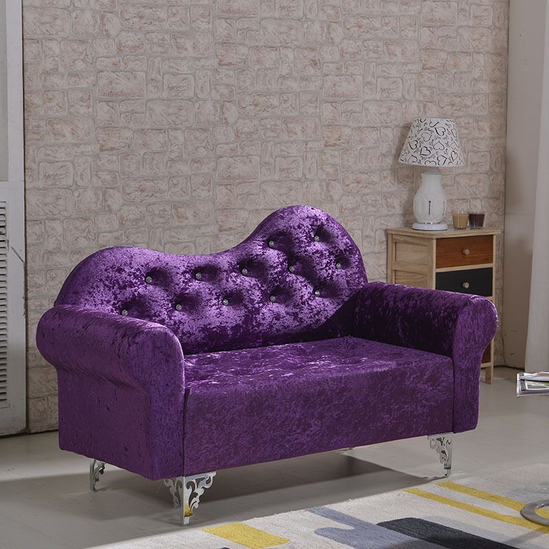 Tufted Split-Back Sofa Velvet Flared Arm Curved Sofa 33.46 inch High
