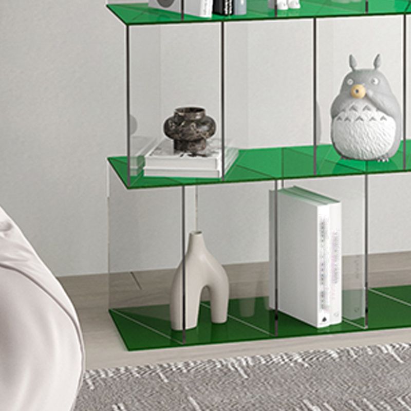 Libreria acrilica con libreria verticale aperta aperta contemporanea con scaffali