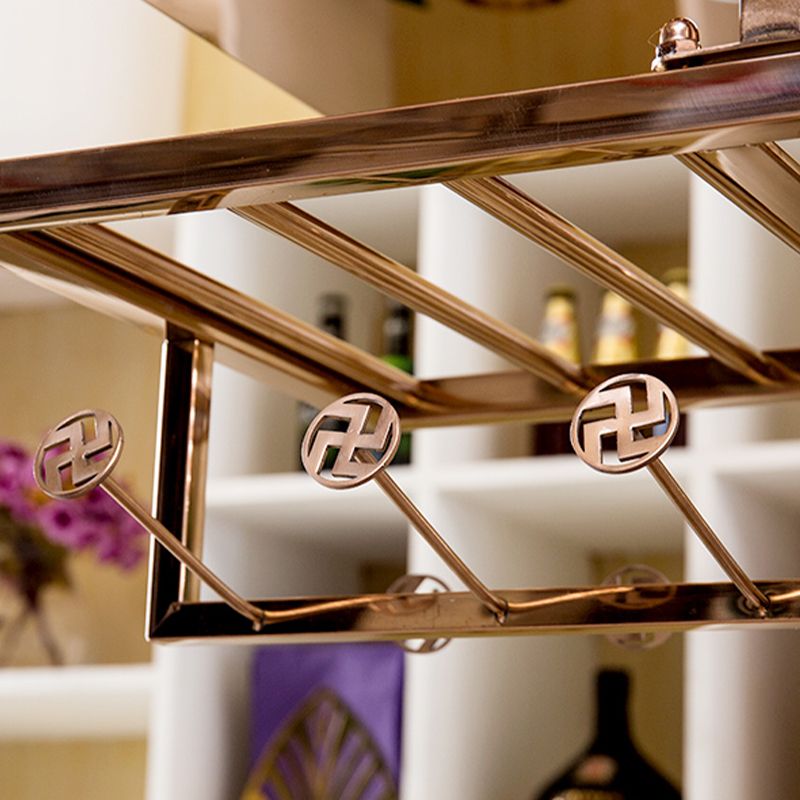 Glam Style Metal Hanging Wine Rack Kit in Gold, 59"L x 13.8"W x 14.6"H