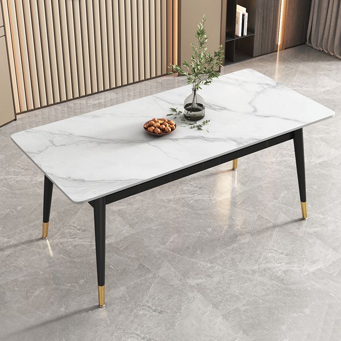 Sintered Stone White Dining Table Glam Style 4 Legs Table for Dining Room Clearhalo ' dining_table' 'Dining Tables & Seating' 'Dining Tables' 'furn' 'furn_dining_table' 'Furniture' 'furniture_dining_table' 'Kitchen & Dining Furniture' 'kitchen&dining_furn' 'kitchen' 'kitchen_dining_table' 1200x1200_3ca74a67-6f9f-4034-98e0-e585929967aa