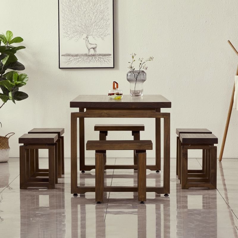 Modern 1/2/3/5 Pieces Dining Set Rectangle Double Pedestal Dinette Set in Natural Clearhalo 'Dining Room Sets' 'Dining Tables & Seating' 'dining_room_set' 'furn' 'furn_dining_room_set' 'Furniture' 'Kitchen & Dining Furniture' 1200x1200_3ca9a548-eda0-408d-b0ee-db3702972e3a