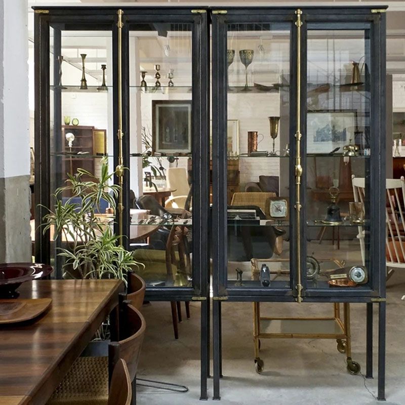 Modern Curio Cabinet Metal Glass Doors Storage Cabinet with Lighting Clearhalo 'Display & China Cabinets' 'display_china_cabinets' 'furn' 'furn_display_china_cabinets' 'Furniture' 'Kitchen & Dining Furniture' 1200x1200_3cab6738-682a-41e0-8511-26581dc083d3