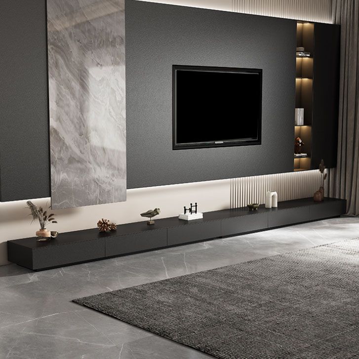 Contemporary TV Stand Console Black Stone Media Console with Drawers Clearhalo 'furn' 'furn_tv_stands_entertainment_centers' 'Furniture' 'Living Room Furniture' 'TV Stands & Entertainment Centers' 'TV Stands & Media Storage Furniture' 'tv_stands_entertainment_centers' 1200x1200_3cacc4d5-8897-4eee-a00f-57ef02bf8e0d