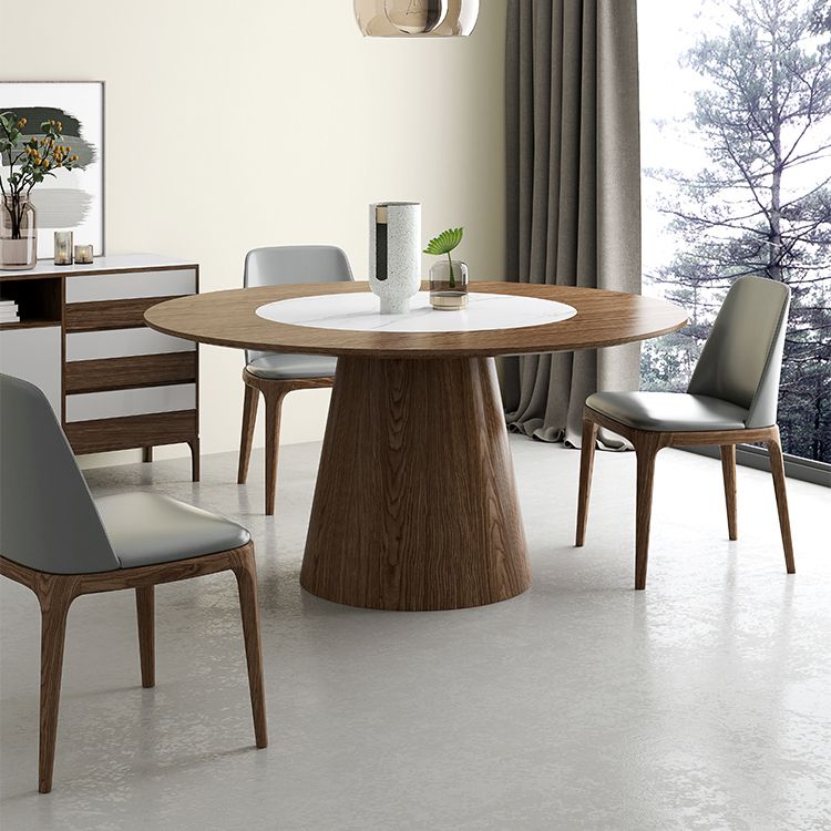 Modern 1/4/7 Pieces Round Dinette Set Ash Wood Dining Table Set with Stone Turntable Clearhalo 'Dining Room Sets' 'Dining Tables & Seating' 'dining_room_set' 'furn' 'furn_dining_room_set' 'Furniture' 'furniture_dining_room_set' 'Kitchen & Dining Furniture' 1200x1200_3cacdba8-75b3-4fa1-9fed-5601964676cd