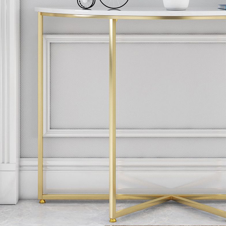 Contemporary Engineered Marble Console Sofa Table Half Moon Iron End Table for Hall Clearhalo 'Console Tables' 'console_tables' 'Entry & Mudroom Furniture' 'furn' 'furn_console_tables' 'Furniture' 1200x1200_3cae8700-b0f5-4a61-afde-544676dfefa2