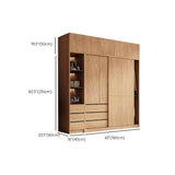 Natürliche Finish -Garderobe Armoire Schiebedarderobe Kabinett mit Schublade