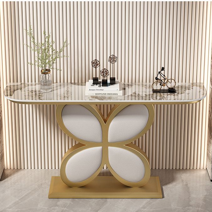 Mesa de acento de media luna Acabado antiguo Mesa de sofá de consola en piedra