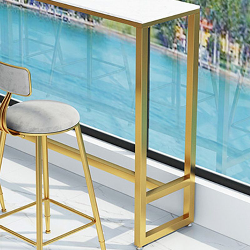 Glam Bar Height Table Faux Marble Top Bistro Bar Table with Trestle Base Clearhalo 'Bar Furniture' 'Bar Tables' 'bar_tables' 'furn' 'furn_bar_tables' 'Furniture' 'Kitchen & Dining Furniture' 1200x1200_3cb6d061-0397-419c-aef7-d6c06f6b0e45