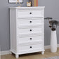 Contemporary White Accent Chest with Drawers and Solid Wood Bun Feet