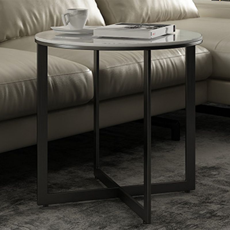 Glam White Frame Coffee Table Round Slate Top Cocktail Table Clearhalo 'Coffee & Accent Tables' 'Coffee Tables' 'coffee_tables' 'furn' 'furn_coffee_tables' 'Furniture' 'Living Room Furniture' 1200x1200_3cb8ef84-a9fc-4113-9d4d-98301536fb79
