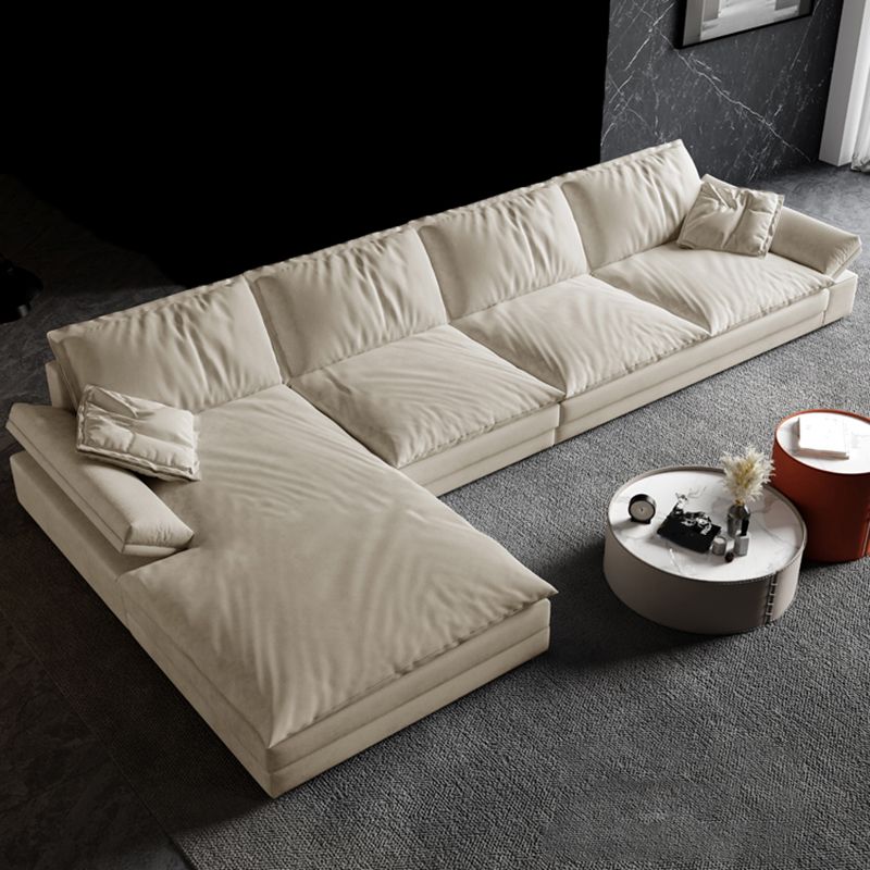 31.5"H White Faux Leather Pillow Top Arm Sofa & Chaise for Living Room