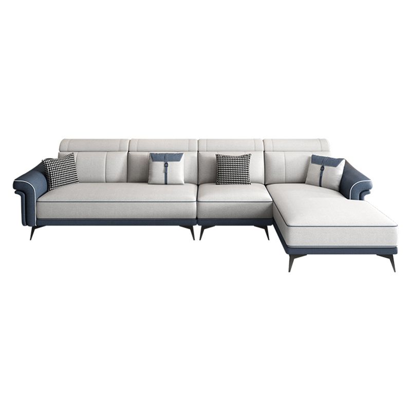 Faux Leather 4-Seater Sectional with Flared Arms and Storage for Living Room Clearhalo 'furn' 'furn_sectionals' 'Furniture' 'Living Room Furniture' 'Sectionals' 1200x1200_3cbd90ed-b8e0-4e9d-8973-3c3d0d27fd1f