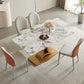 Glam Style Rectangle Table Sintered Stone Dining Table with Metal Legs Clearhalo 'Dining Tables & Seating' 'Dining Tables' 'dining_table' 'furn' 'furn_dining_table' 'Furniture' 'Kitchen & Dining Furniture' 1200x1200_3cbfdc29-0385-4c9f-b224-8151c4635612