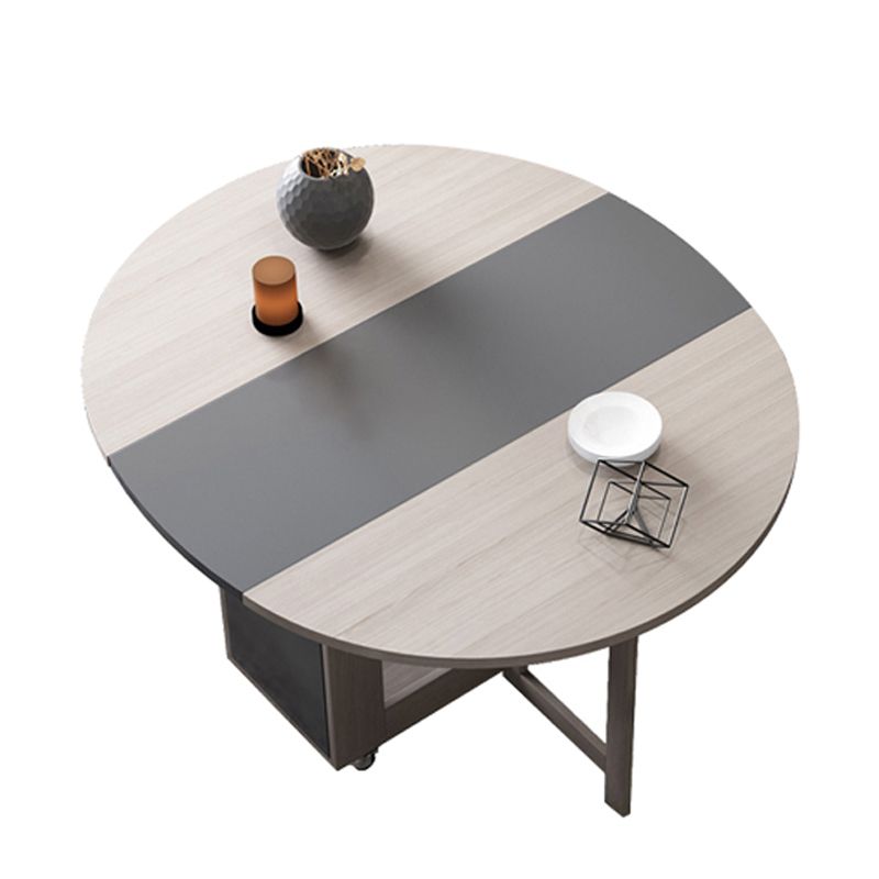 Foldable Artificial Wooden Top Table Extendable Round Table with Trestle Base Clearhalo ' dining_table' 'Dining Tables & Seating' 'Dining Tables' 'furn' 'furn_dining_table' 'Furniture' 'furniture_dining_table' 'Kitchen & Dining Furniture' 'kitchen&dining_furn' 'kitchen' 'kitchen_dining_table' 1200x1200_3cc0516a-407f-478f-ba2f-37fbee14428c