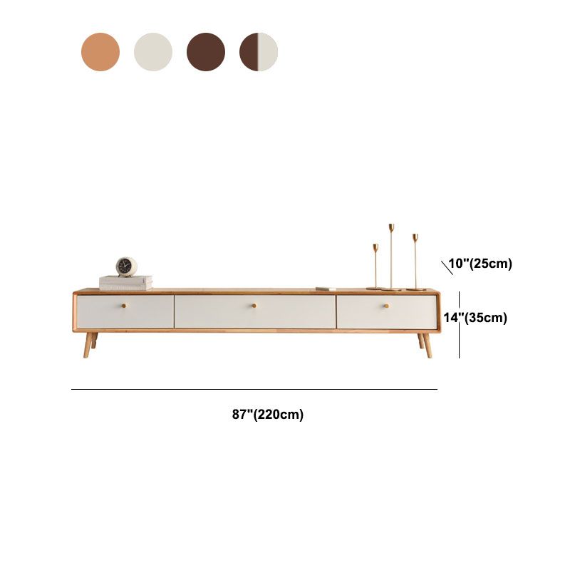Solid Wood 13.78" H TV Stand Nordic 2 Drawers TV Stand Console Clearhalo 'furn' 'furn_tv_stands_entertainment_centers' 'Furniture' 'Living Room Furniture' 'TV Stands & Entertainment Centers' 'TV Stands & Media Storage Furniture' 'tv_stands_entertainment_centers' 1200x1200_3cc14469-bcdf-43a2-bc27-a41ab8ff5cdd