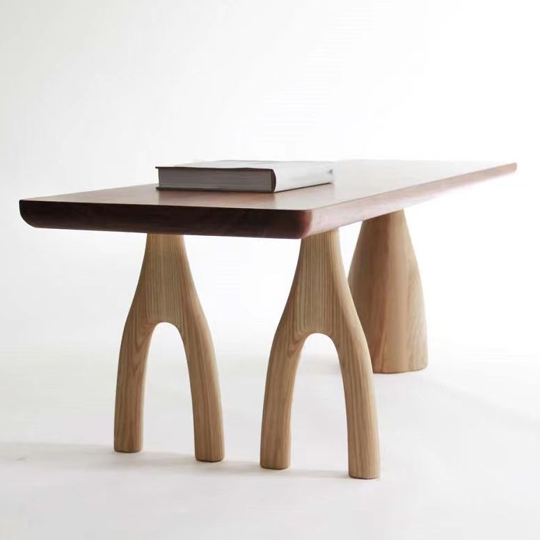 Mesa de comedor de madera sólida mesa de rectángulo marrón de estilo contemporáneo para cocina en casa