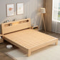 Solid Wood Beveled Standard Bed Storage Headboard Bed with Shelves