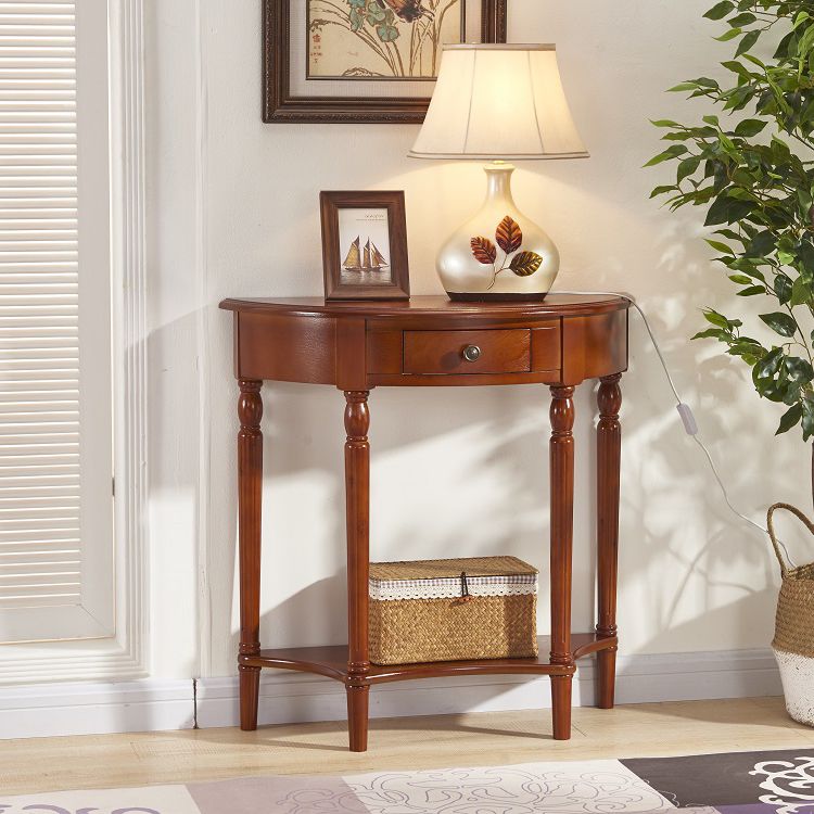 4 Legs Mid-Century Modern Wood Console Table with Single Drawer Clearhalo 'Console Tables' 'console_tables' 'Entry & Mudroom Furniture' 'furn' 'furn_console_tables' 'Furniture' 1200x1200_3cc4076e-59ba-41e5-9921-ba23b1678f61