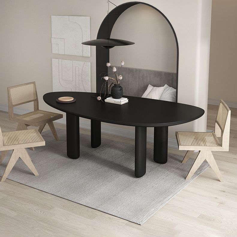 Oval Solid Wood Dining Table in Grey/Black Modern Table with 4 Legs for Restaurant Clearhalo ' dining_table' 'Dining Tables & Seating' 'Dining Tables' 'furn' 'furn_dining_table' 'Furniture' 'furniture_dining_table' 'Kitchen & Dining Furniture' 'kitchen&dining_furn' 'kitchen' 'kitchen_dining_table' 1200x1200_3cc4a9ed-bc28-46cd-a7ac-33da8263228c