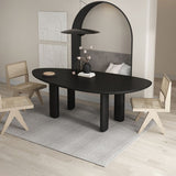 Oval Solid Wood Dining Table in Grey/Black Modern Table with 4 Legs for Restaurant Clearhalo ' dining_table' 'Dining Tables & Seating' 'Dining Tables' 'furn' 'furn_dining_table' 'Furniture' 'furniture_dining_table' 'Kitchen & Dining Furniture' 'kitchen&dining_furn' 'kitchen' 'kitchen_dining_table' 1200x1200_3cc4a9ed-bc28-46cd-a7ac-33da8263228c