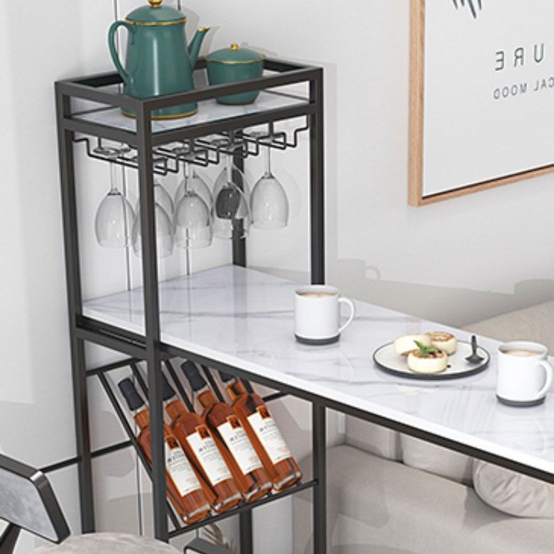 White Stone Bar Table with Storage Modern Specialty Pub Table for Dining Room Clearhalo 'Bar Furniture' 'Bar Tables' 'bar_tables' 'furn' 'furn_bar_tables' 'Furniture' 'Kitchen & Dining Furniture' 1200x1200_3cc5056e-cf42-469c-a352-a59457a5ba5c