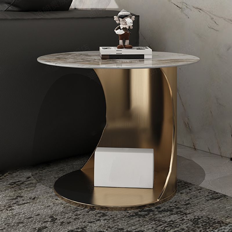 Tavolino contemporaneo di pietra rotonda in acciaio tavolino astratto