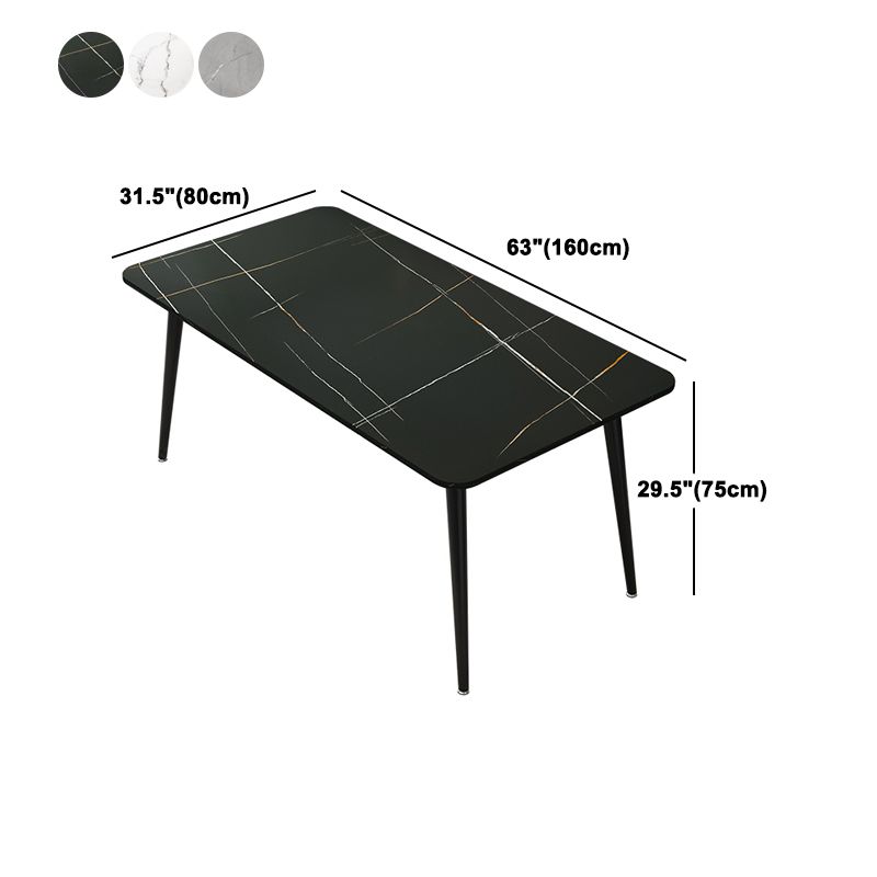 Rectangle Stone Top Dining Table Modern Black Base Dining Table for Living Room Clearhalo 'Dining Tables & Seating' 'Dining Tables' 'dining_table' 'furn' 'furn_dining_table' 'Furniture' 'furniture_dining_table' 'Kitchen & Dining Furniture' 'kitchen' 'kitchen_dining_table' 1200x1200_3cc79fda-568f-47c8-8c57-c34bde8e6666