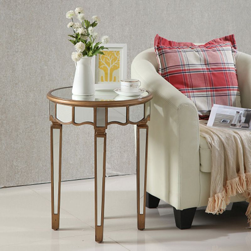 Round Glass Top Side End Table Modernistic Solid Wood 4 Legs End Table Clearhalo 'Coffee & Accent Tables' 'End & Side Tables' 'end_side_tables' 'furn' 'furn_end_side_tables' 'Furniture' 'Living Room Furniture' 1200x1200_3cc93105-263b-42e1-9e41-af1b2b58be65