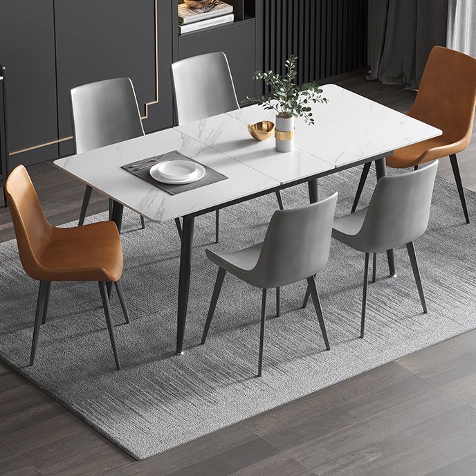 31.5''W Industrial Extendable Rectangle Table Sintered Stone Dining Table for Kitchen Clearhalo ' dining_table' 'Dining Tables & Seating' 'Dining Tables' 'furn' 'furn_dining_table' 'Furniture' 'furniture_dining_table' 'Kitchen & Dining Furniture' 'kitchen&dining_furn' 'kitchen' 'kitchen_dining_table' 1200x1200_3cca1d84-0078-4d4d-8c4b-11c13a7713ae
