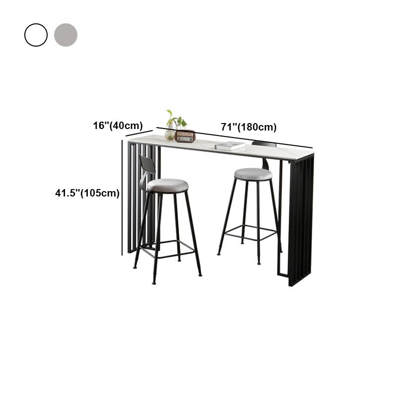 Modern Marble Table with Rectangle Table Top Black Sled Table - 42" H Clearhalo 'Bar Furniture' 'Bar Tables' 'bar_tables' 'furn' 'furn_bar_tables' 'Furniture' 'furniture_bar_tables' 'Kitchen & Dining Furniture' 1200x1200_3ccc297c-e6be-4b53-9e5a-ac32787c2077