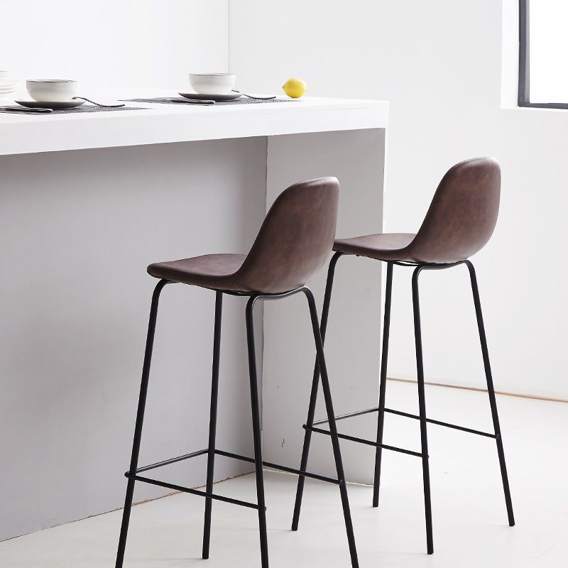 Industrial Low Back Barstool Distressed Leather Quilted Tall Stool Set of 2 Clearhalo 'Bar Furniture' 'Bar Stools' 'bar_stools' 'furn' 'furn_bar_stools' 'furniture_bar_stools' 'Kitchen & Dining Furniture' 'kitchen&dining_furn' 'kitchen' 'kitchen_furn' Furniture' 1200x1200_3ccc2c56-4f5f-4a03-bef2-37697f85d810