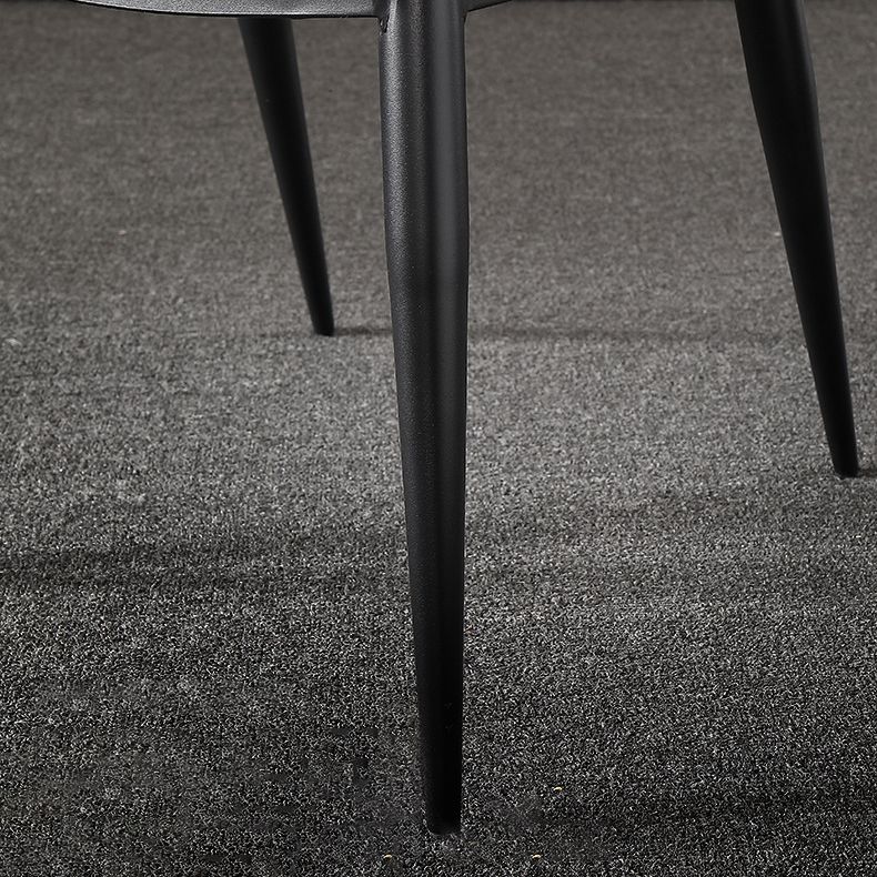 Minimalist Black Solid Back Dining Side Chair Metal Upholstered Dining Side Chair Clearhalo ' kitchen&dining_furn' 'Dining Chairs' 'Dining Tables & Seating' 'dining_chair' 'furn' 'furn_dining_chair' 'Furniture' 'furniture_dining_chair' 'Kitchen & Dining Furniture' 'kitchen' 1200x1200_3ccd81e1-5787-4ba9-9148-18c01b40731c