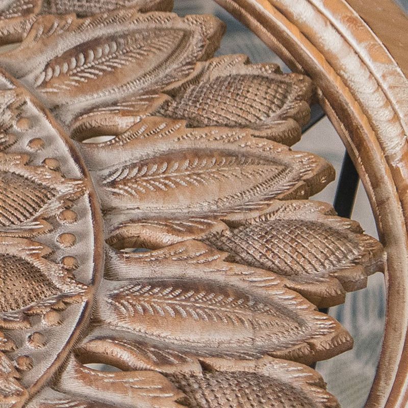 Tavolo laterale superiore del vassoio rotondo in legno rustico e snack di estremità laterale in metallo