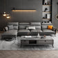 Modern Sofa & Chaise 4-seat Faux Leather Flared Arm Sectional