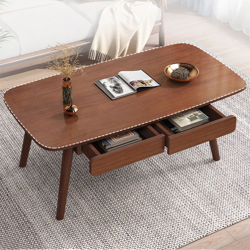 Modern Wood Texture Walnut/wood Rectangle with Drawer Coffee Table Clearhalo 'Coffee & Accent Tables' 'Coffee Tables' 'coffee_tables' 'furn' 'furn_coffee_tables' 'Furniture' 'furniture_coffee_tables' 'Living Room Furniture' 1200x1200_3cd01e9d-6fea-4eba-b968-c2e4ccdb29cc