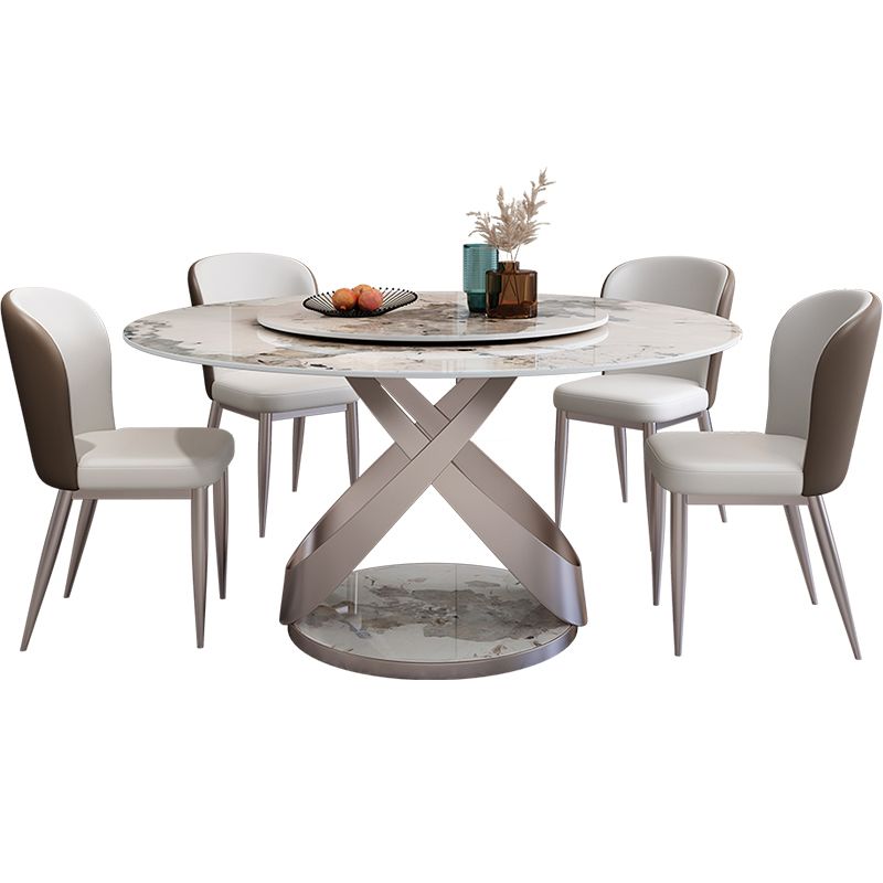 Sintered Stone Dining Table Set 1/4/5/7 Pcs Round Dining Table and Upholstered Chairs Clearhalo 'Dining Room Sets' 'Dining Tables & Seating' 'dining_room_set' 'furn' 'furn_dining_room_set' 'Furniture' 'Kitchen & Dining Furniture' 1200x1200_3cd15f70-edee-4a6f-9f59-a1357691dc61