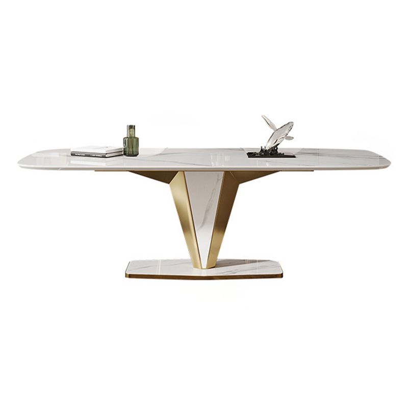 Luxurious Sintered Stone Dining Set Rectangle 1/4/5/7 Pieces Dinette Table Set in White Clearhalo 'Dining Room Sets' 'Dining Tables & Seating' 'dining_room_set' 'furn' 'furn_dining_room_set' 'Furniture' 'Kitchen & Dining Furniture' 1200x1200_3cd332c5-6958-4cf2-b202-a6f6b6eb49d4