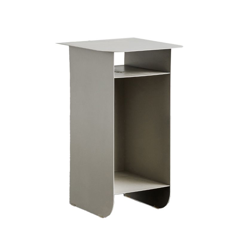 Mid-Century Rectangular Side Table Sled End Table with Shelves