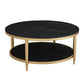 Glam Round 4 Legs Coffee Table Slate Top Coffee Cocktail Table Clearhalo 'Coffee & Accent Tables' 'Coffee Tables' 'coffee_tables' 'furn' 'furn_coffee_tables' 'Furniture' 'Living Room Furniture' 1200x1200_3cd42ef2-d543-433f-a01b-0ba284c2efc1