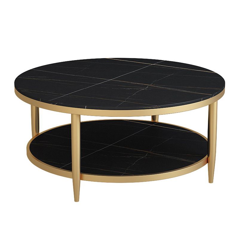 Glam Round 4 Legs Coffee Table Slate Top Coffee Cocktail Table Clearhalo 'Coffee & Accent Tables' 'Coffee Tables' 'coffee_tables' 'furn' 'furn_coffee_tables' 'Furniture' 'Living Room Furniture' 1200x1200_3cd42ef2-d543-433f-a01b-0ba284c2efc1