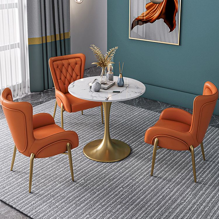 Metal Traditional Luxury Round Table Sintered Stone Table with Tulip Base for Home Clearhalo 'Dining Tables & Seating' 'Dining Tables' 'dining_table' 'furn' 'furn_dining_table' 'Furniture' 'Kitchen & Dining Furniture' 1200x1200_3cd48f14-6c85-47be-bb76-4a1f23b370f5