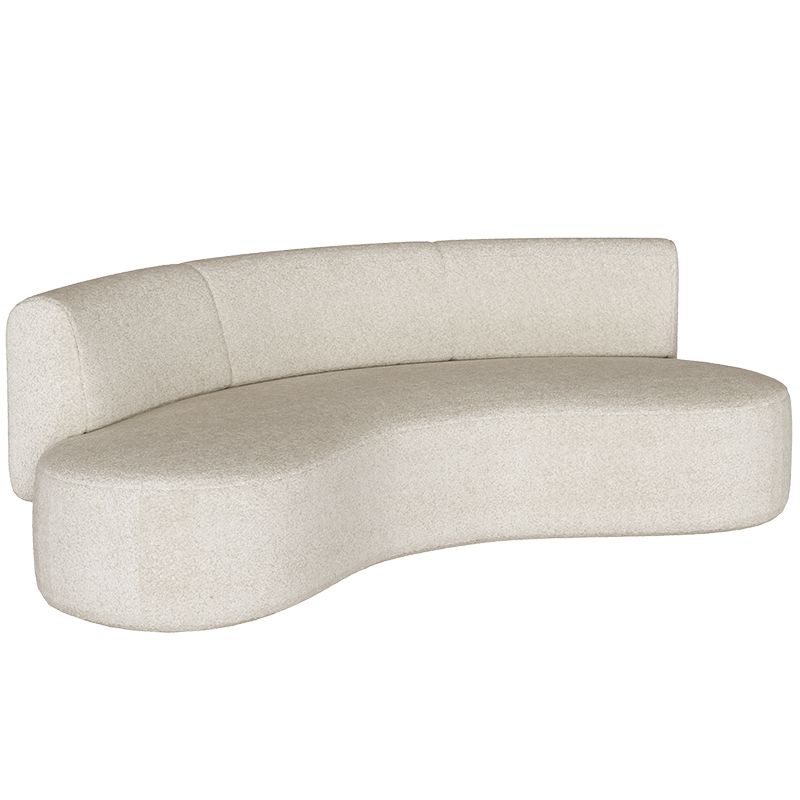 Scandinavian Settee Fabric Living Room Armless Curved Cushions White Sofa