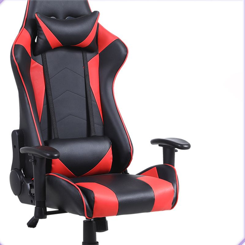 Eigentijdse fauteuil met hoofdsteun, gestoffeerde draaibare kunstleren stoel