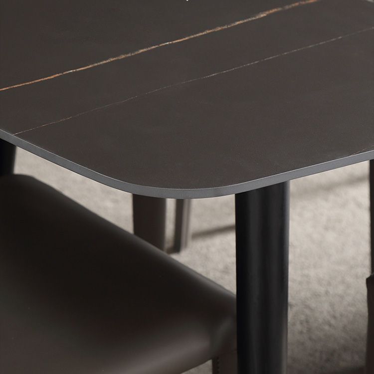 Modern 1/4/5/6/7 Pieces Dining Set Sintered Stone Dining Table with Leather Chairs Clearhalo 'Dining Room Sets' 'Dining Tables & Seating' 'dining_room_set' 'furn' 'furn_dining_room_set' 'Furniture' 'furniture_dining_room_set' 'Kitchen & Dining Furniture' 1200x1200_3cd728df-8822-4e2d-bc28-9bcc81c04c2c
